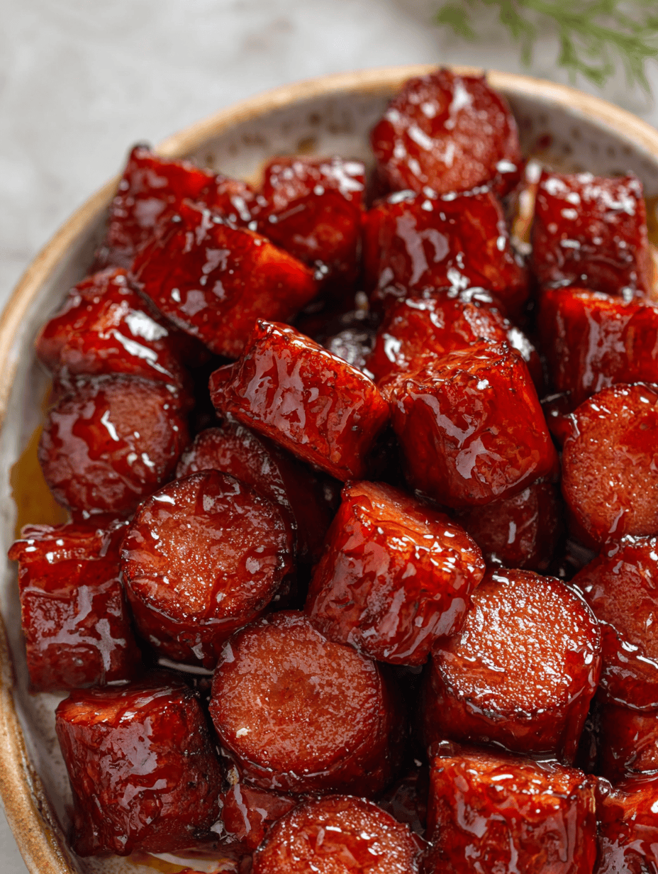 Sweet & Sticky Candied Kielbasa: Perfect for Any Potluck
